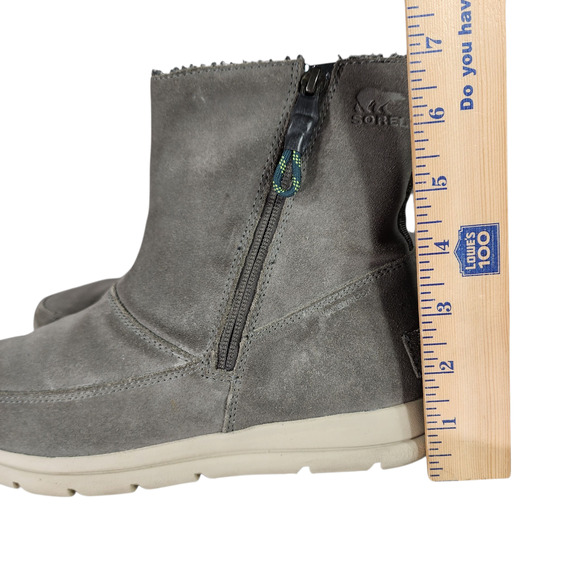 Sorel Boots Womens Sz 8 Explorer Joan Gray Suede Faux Fur Waterproof Winter READ - Picture 12 of 12